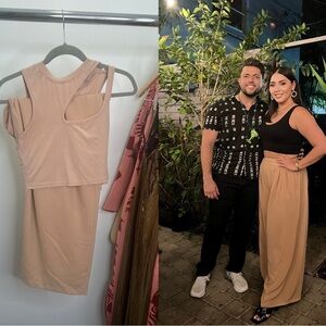 Stylish Nude Two-Piece Set